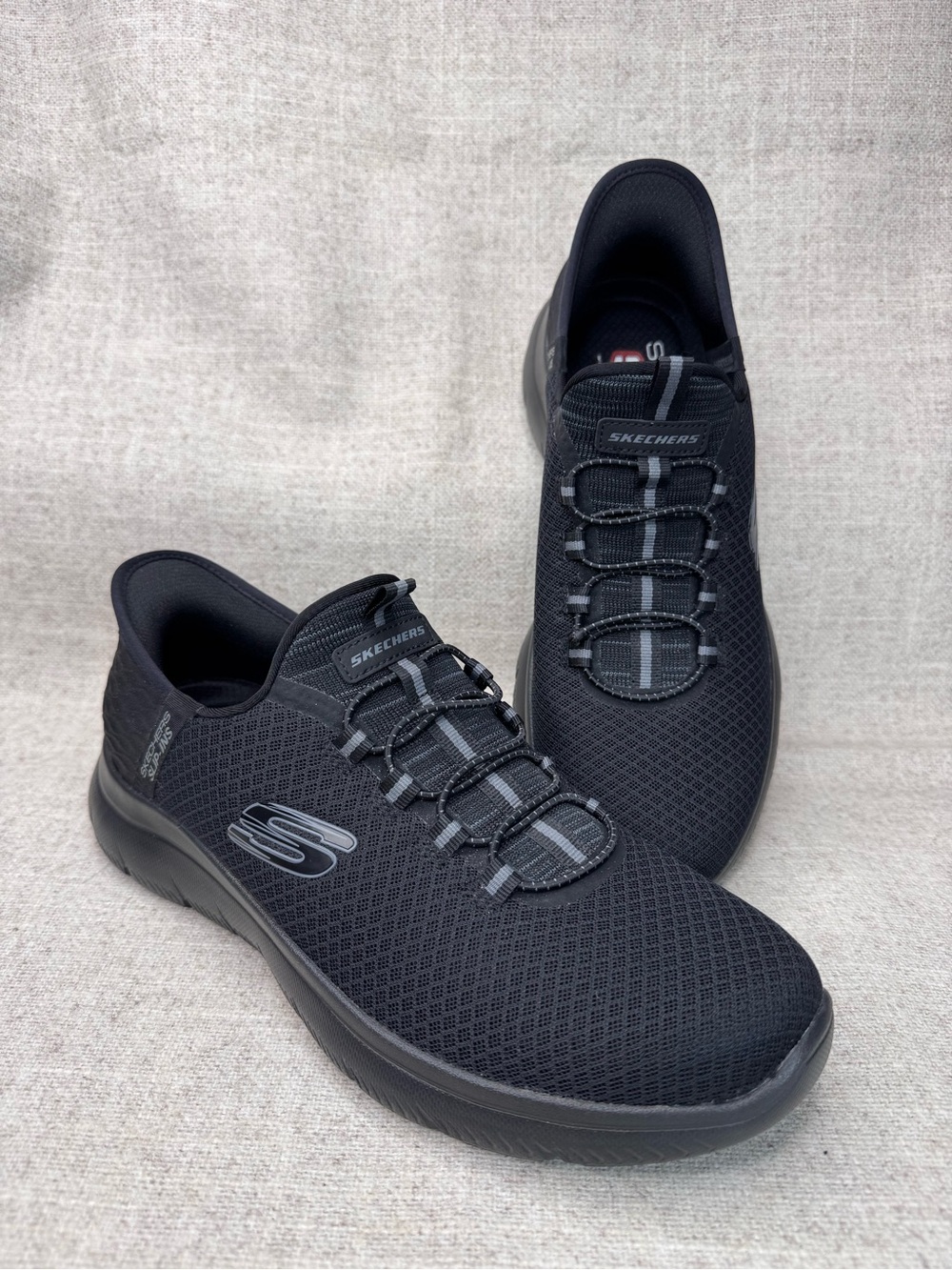 Skechers Slip Ins Men's Hands Free Black Mesh Sneakers size 9 lightweight comfy